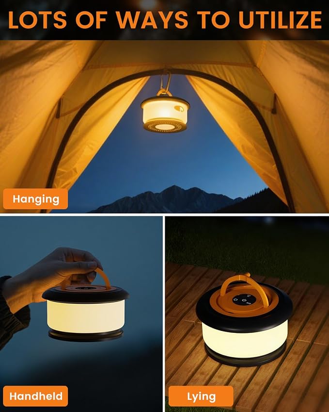 2-Pack Camping String Lights, Retractable 4 in 1 Camp Lights | 32.8FT Rechargeable Fairy Lamp Outdoor Waterproof, RGB Portable Hanging Lantern for Outside Tent Patio Awning RV Essentials