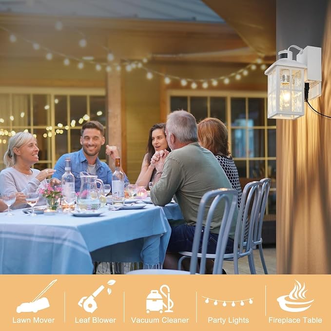 Porch Light with GFCI Outlet with Remote | Dusk to Dawn Motion Sensor Outdoor Light, Upgraded 4 Lighting Modes Exterior Fixture Outside Lights for House Patio Garage