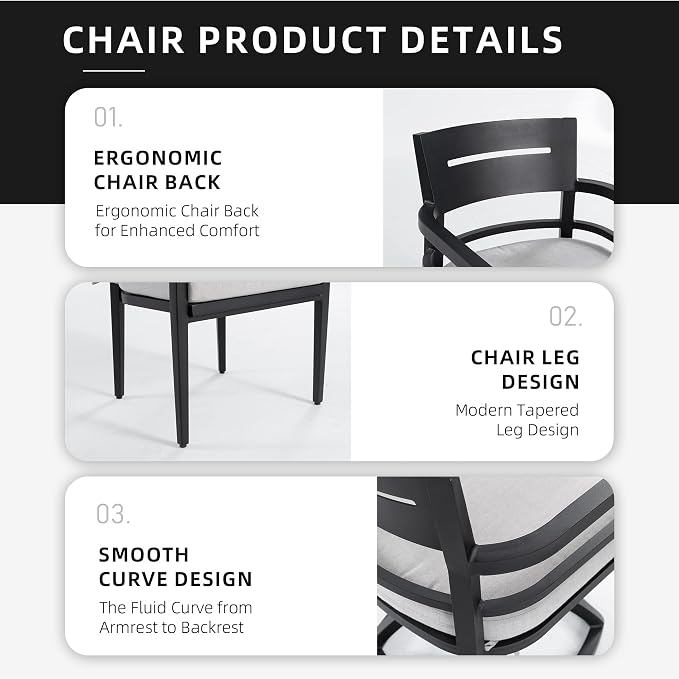 7PC Aluminum Outdoor Patio Dining Set, 71" Rectangular Dining Table with White Marble Sintered Stone Top, 4 Chairs & 2 Cushioned Swivel Rockers, All-Weather Patio Furniture