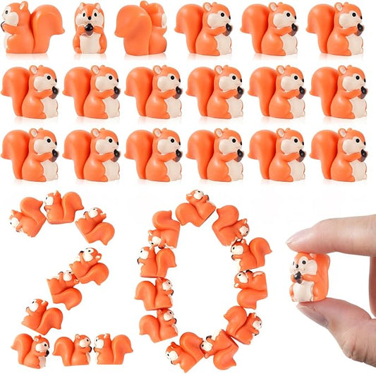 20 Pcs 2.1 x 1.4cm Mini Squirrel Figurines | Mini, Orange, Perfect for Gardens Décor