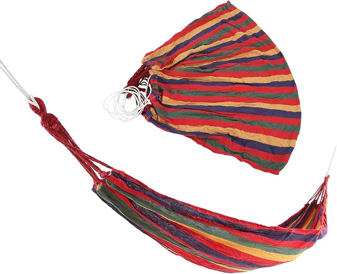 Portable Single Double Camping Hammock, Outdoor Garden Hammock, High Strength Lightweight Travel Hammock with Storage Bag for Hiking Backpacking and Backyard Relaxation (Red)