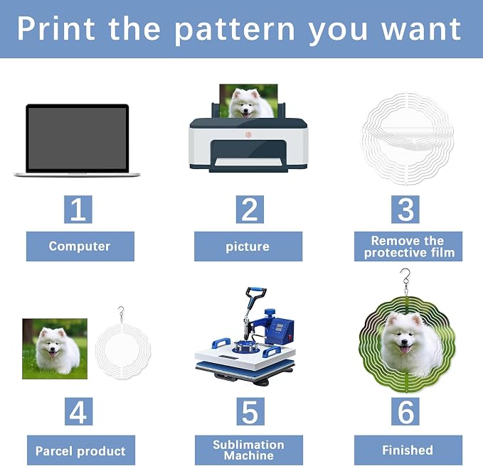 20 Pcs Sublimation Wind Spinner Blanks 10 Inch Round Aluminum Metal Wind Spinners Product Outdoor Garden Decoration for Heat Press Transfer Sublimation Blank Wind Spinners