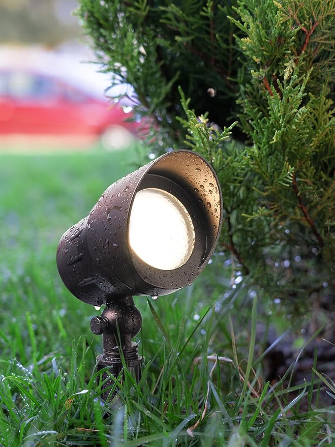 LEONLITE 8-Pack 5W 12-24V Low Voltage LED Spotlight 3000K Oil Rubbed Bronze | Landscape Pathway Lights Outdoor, CRI90, Aluminum Spot Lights for Garden, ETL Listed, IP65 Waterproof, Warm White
