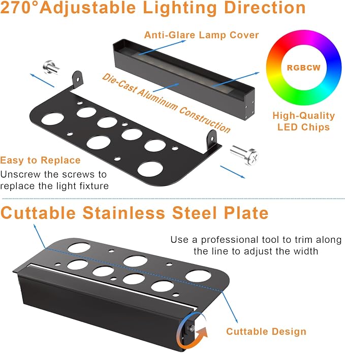 8 Pack 7 Inch RGBCW Retaining Wall Lights, Smart APP/Remote Control | 2700K-6500K RGB Color Changing LED Hardscape Lighting, 5W 500LM 12V AC/DC Low Voltage Outdoor Landscape Light for Step, ETL