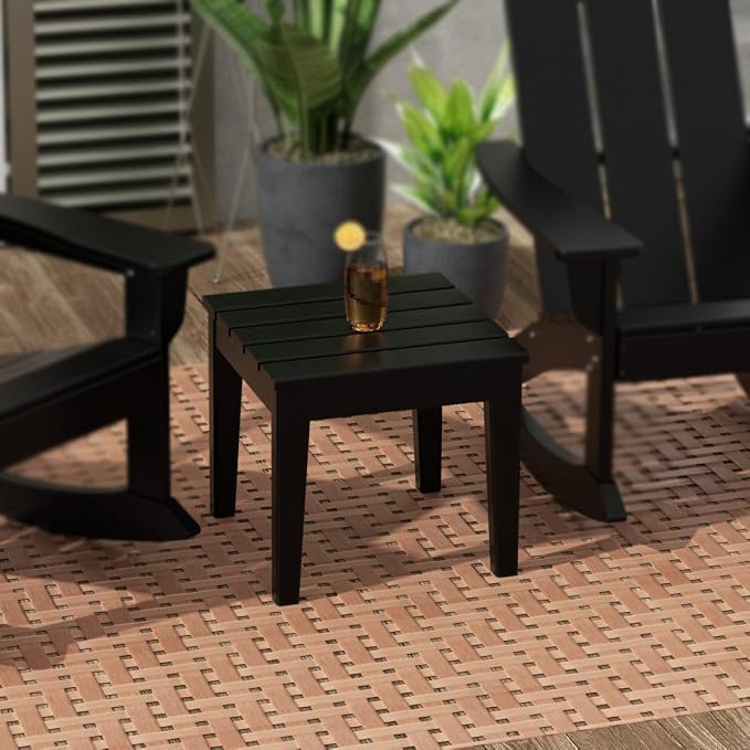 WestinTrends Ashore Outdoor Patio Modern Adirondack Side Table, Black