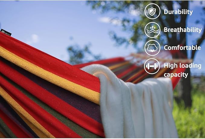 Portable Outdoor Hammock Hang Bed Travel Camping Swing Canvas with Backpack (RED 280 * 150 cm (2 Person) 200 kg)