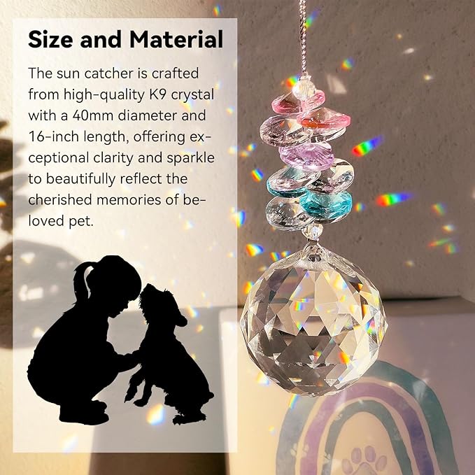 Cat Memorial Gifts for Loss of Cat, Cat Sympathy, Pet Memorial Suncatcher | Thoughtful Cats Remembrance Suncatcher Keepsake, Cat Passing Away Bereavement Memory Gift