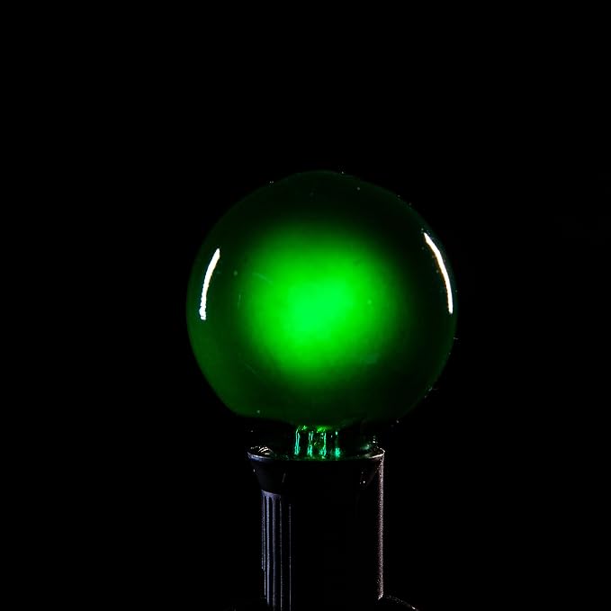 G40 Assorted Satin Pearl Colored String Lights (50 Foot – Green Wire) | G40 Assorted 1.6" Bulbs, Outdoor Globe Patio String Lights