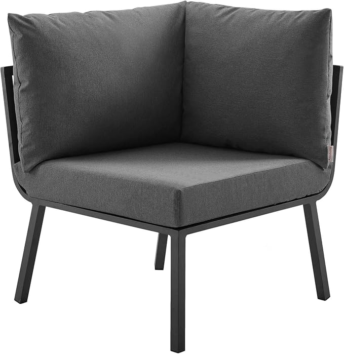 Modway Riverside 5 Piece Outdoor Patio Aluminum Set in Gray Charcoal