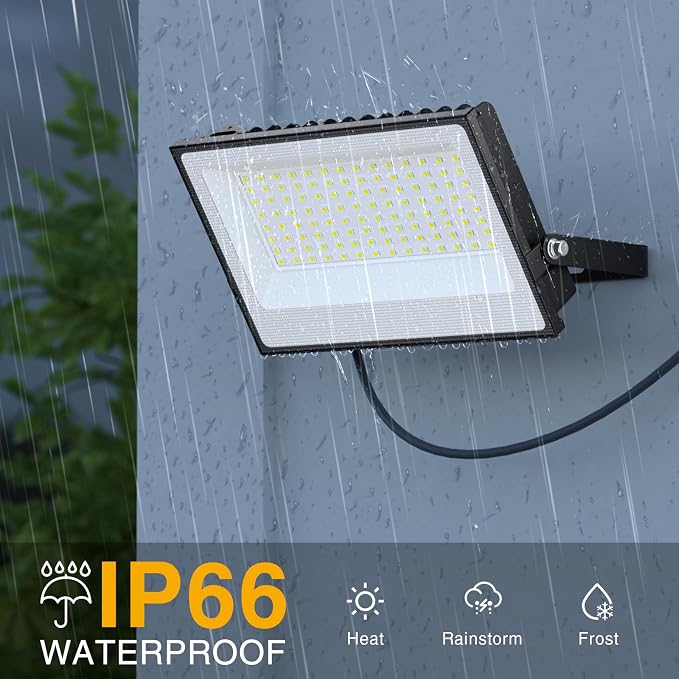 Onforu 150W LED Flood Light Outdoor,15000LM Security Lights, IP66 Waterproof Outdoor Floodlight, 2 Pack 6500K Daylight White LED Exterior Lighting for Basketball Court, Stadium, Playground