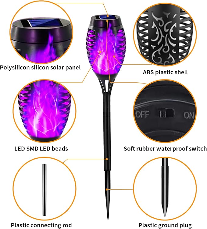 Swingers Solar Lights Outdoor, Halloween Solar Torch Lights | With Flickering Flame, Waterproof Outdoor Garden Lights for Outside Patio Pathway Yard Decorations