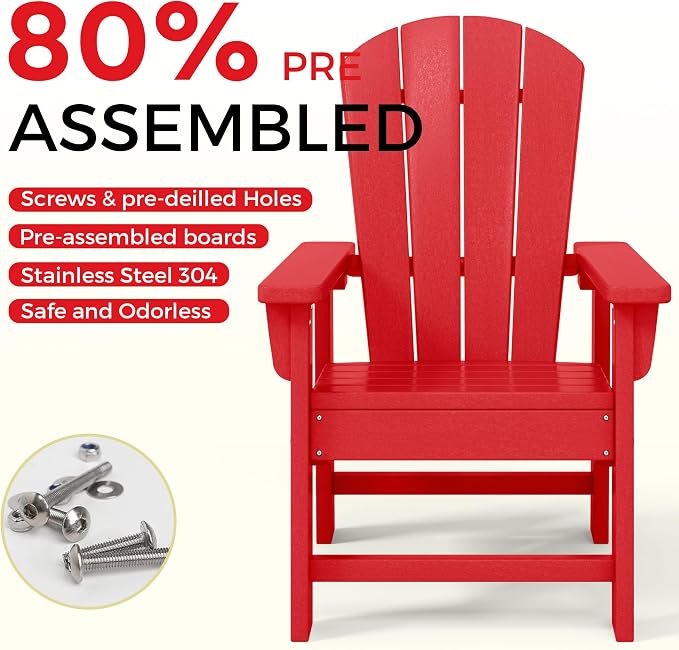 Costaelm Paradise Kids 5-Piece HDPE Outdoor Patio Round Dining Table and Chairs Set, Red