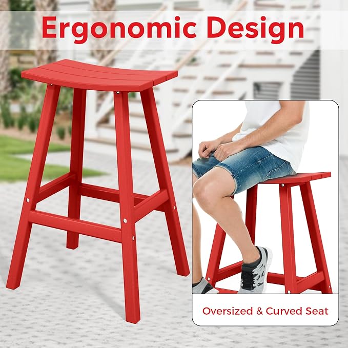 Costaelm Outdoor Bar Table, 42" Counter Height Round Patio Cocktail Bar Table, Patio Bar Table 3-Pieces Set Bistro Dining Table Pub Table for Deck, Backyard, Garden, Red