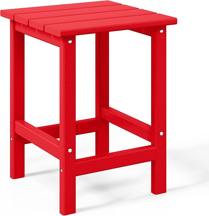 WestinTrends Malibu Square Outdoor Side Table for Adirondack Chair, Red