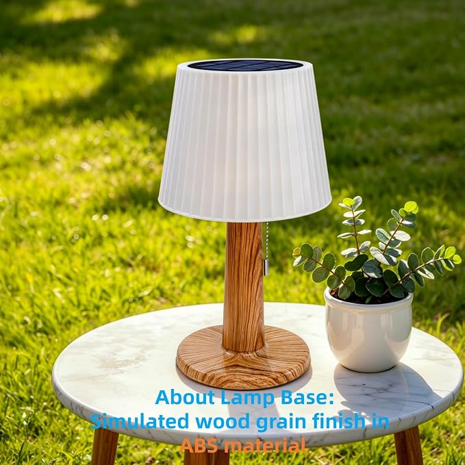 Beautyard Solar Table Lamps Outdoor Indoor - Mothers Gifts 3 Lighting Modes, 4000mAh Eye-Caring LED Waterproof Cordless Solar Desk Lamp with Pull Chain Garden Outside Patio Garden Bedroom