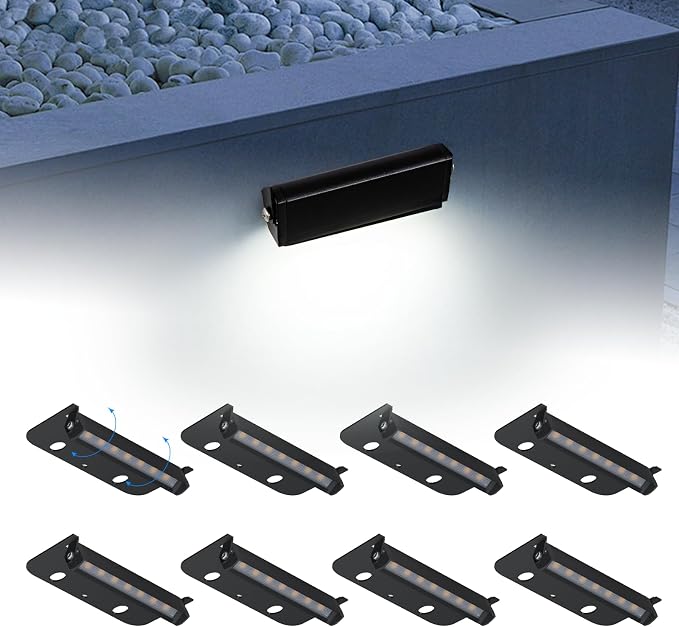 Black 8-Pack 4inch 1.8W 5000K Daylight White Hardscpe Lighting | 12V AC/DC Retaining Wall Lights,Low Voltage Landscape Lighting,Hardscape Paver Light,Outdoor Step Lights