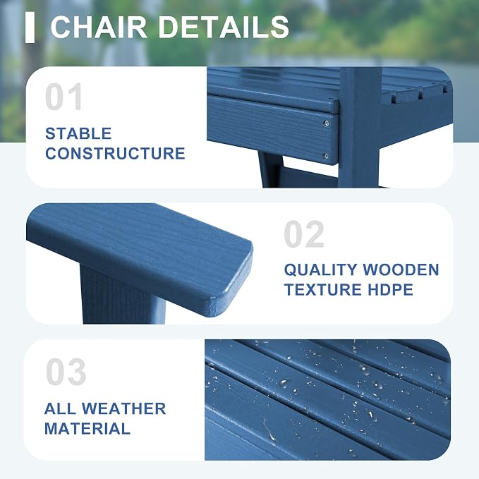 FUNBERRY Outdoor Dining Chairs Set of 4, HDPE Patio Chairs for Outside | Wood-Grain, HDPE All Weather, No Rot or Rust or Crack, UV Fade Shield, 330LBS Weight Capacity, Easy-Clean for Outside