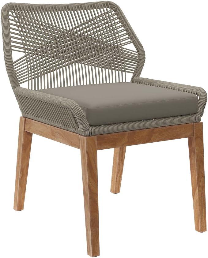 Modway Wellspring 5-Piece Outdoor Patio Dining Table Set in Light Gray Greige