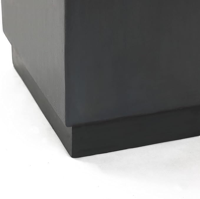 LuxenHome 18'' Outdoor Side Table, Minimalist Charcoal Gray Square Outside End Tables, Small Accent Table for Indoor, Outdoor, Porch, Poolside, Backyard, Modern Patio Furniture, Plant Stand