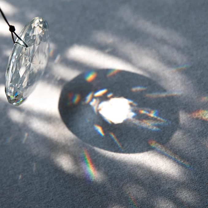 75mm Large Prism Hanging Crystal Suncatcher Clear Sun Catcher Indoor Window | Crystal Flower of Life Prisms,Hanging Crystals,Rainbow Maker,Large Beads,Glass Ornaments For Christmas Tree Home Garden