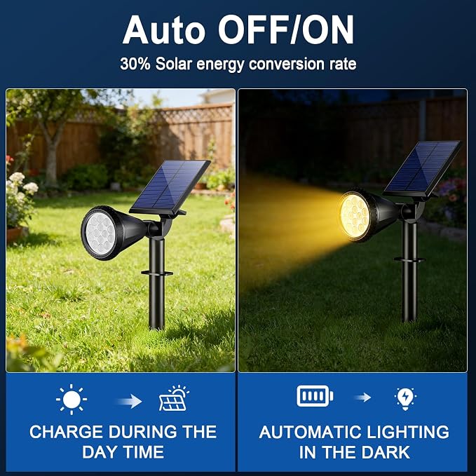 Solar Spot Lights Outdoor Waterproof IP65, Flag Landscape Spotlights | 6 Pack 4 Lighting Modes Solar Powered Spotlights Auto On/Off,Solar Garden Yard Pathway Wall Uplights for Outside,Warm White