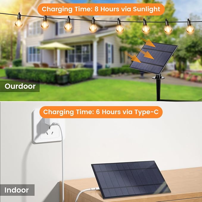 OHLUX 35FT Solar String Lights Outdoor, Waterproof Solar Patio Lights with Remote, 17 Shatterproof LED Filament G40 Globe Bulbs, 2200K Soft White, Dimmable Outside Hanging Light for Backyard Deck