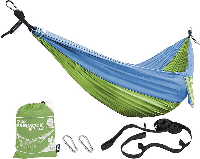 Bliss Hammocks BH-406ST-MM Hammock in a Bag w/ Carabiners + Tree Straps, 52-in. Wide, Weather Resistant, 300 Lb. Capacity (Mermaid)
