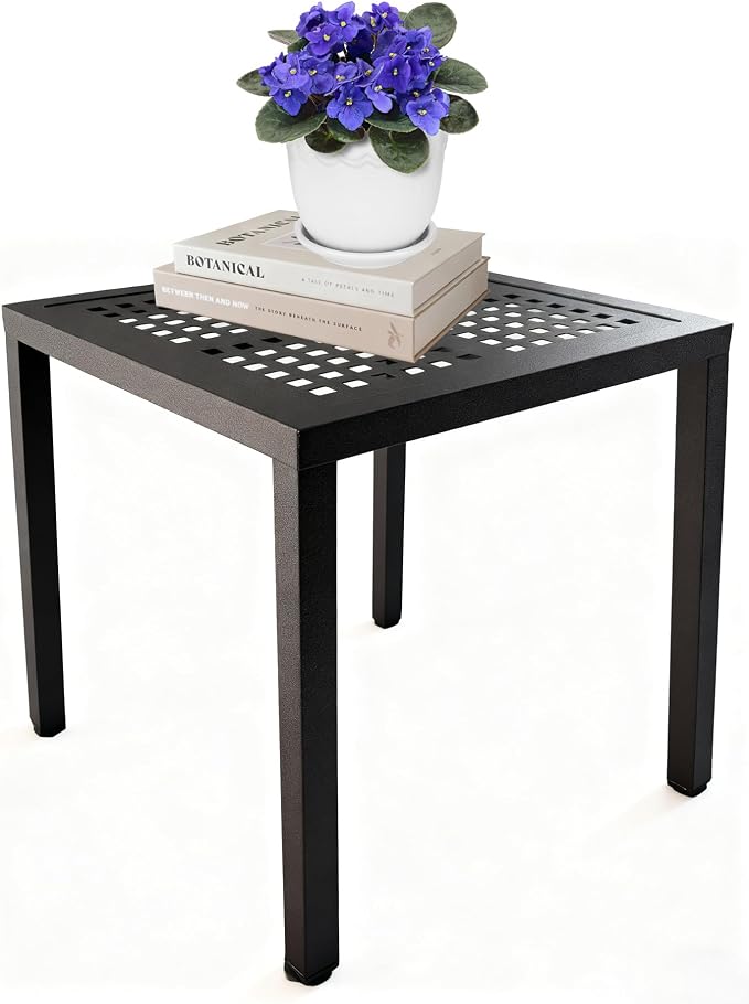 Aluminum Square Patio Side Table, Rustproof Outdoor Coffee Table | Powder-coated scratch-proof aluminum top, all-weather sturdy frame, easy assembly for garden deck pool