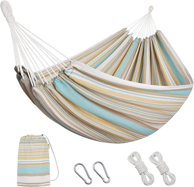 INNO STAGE 2 Persons Hammock - Brazilian Double, Portable Camping Bed for Patio, Backyard, Porch, Outdoor & Indoor Use - Soft Cotton with Carrying Bag
