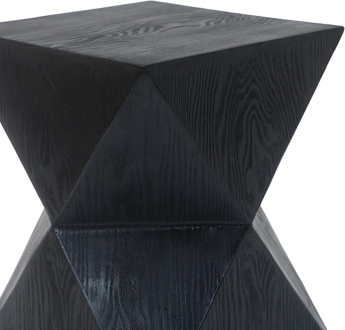 Christopher Knight Home Square Side Table, Concrete Outdoor Accent Table with Wood Grain Finish Modern Design, Ideal for Patio, Garden, Balcony, Living Room, Black