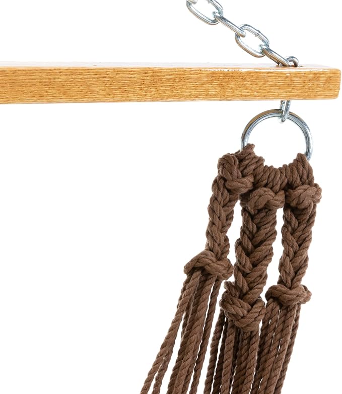 Original Pawleys Island Single Hammock Chair – Antique Brown DuraCord Rope, 350 lb Capacity, Oak Spreader Bar, Zinc Plated Hardware, Handcrafted in the USA
