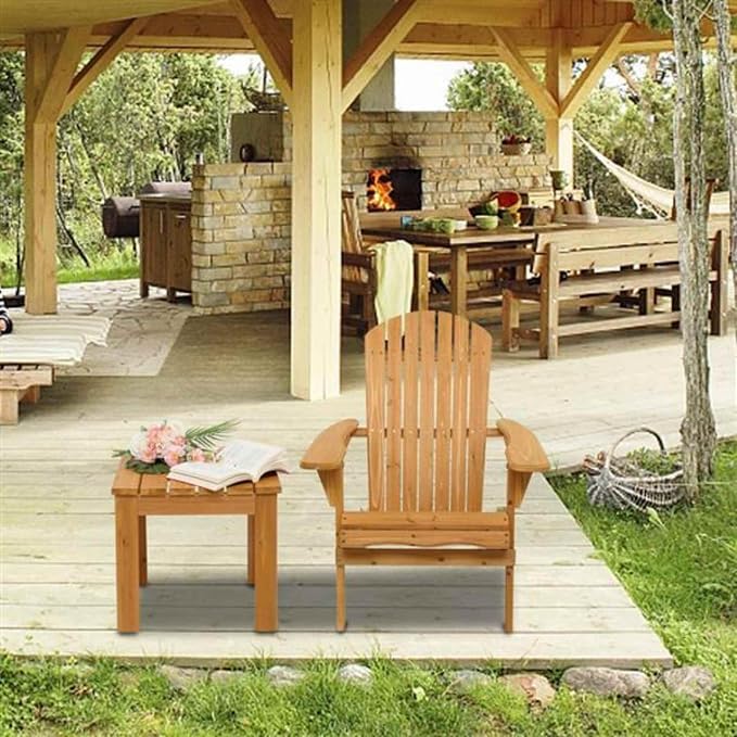 Fir Wood Side Table, Patio Wooden Square Side End Table Coffee Bistro Table Indoor Outdoor for Porch, Poolside, Backyard, Garden, Yard, Balcony, Living Room, Natural