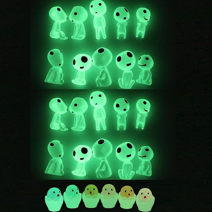 Fairy Garden Accessories Tree Elves Glow in Dark Garden Alien Decor Miniatures Luminous Ghost kit for Micro Landscape Garden Decoration Patio Lawn Yard Kit (Elves Chicks Set (26 Piece))