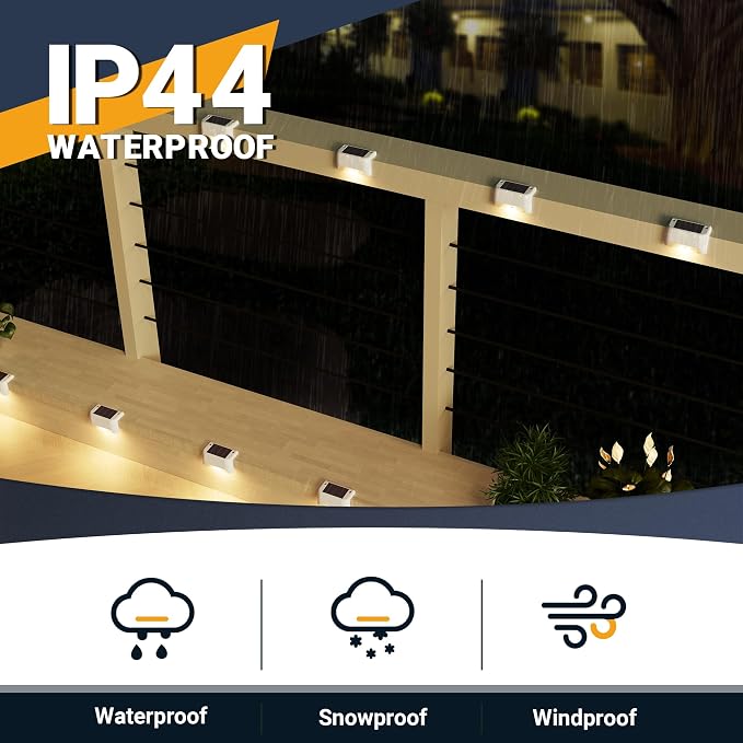 SOLPEX Solar Fence Lights Outdoor 16 Pack, Waterproof Led, Warm White | Led Solares Light for for Outdoor Step Stairs, Deck, Fence, Yard, Patio, and Balcony