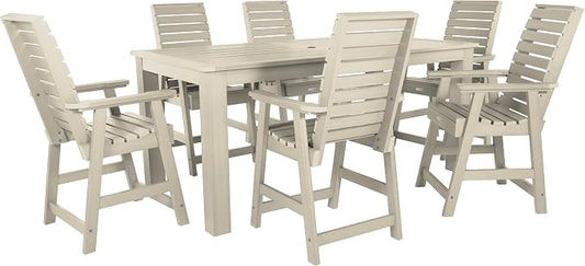 Highwood AD-ST7WL2CO5BA-WAE Weatherly 7pc Rectangular Counter Height Dining Set 84" x 42", Whitewash