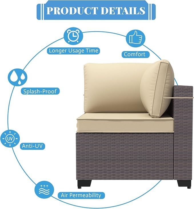 Patio Furniture Set with Fire Pit Table 10 Pieces Outdoor Sectional Sofa Set,PE Rattan Wicker Patio Conversation Set w/43in 55000 BTU Propane Fire Pit Table,Sand