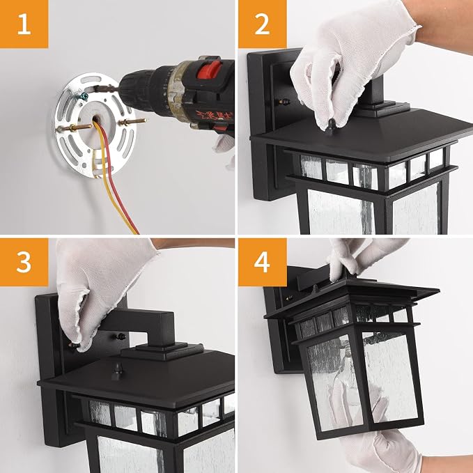 Outdoor Wall Lantern 2 Pack Exterior Light Fixtures Wall Mount Black