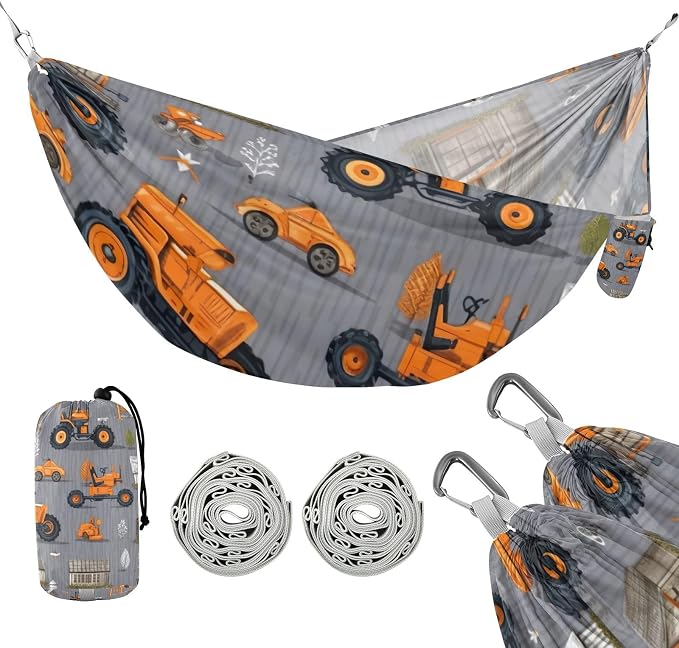 FRMG Tractor Car Camping Hammock 500 lbs Capacity Portable Hammocks with Tree Straps & Attached Carry Bag, Camping Essentials Gear 2013281a