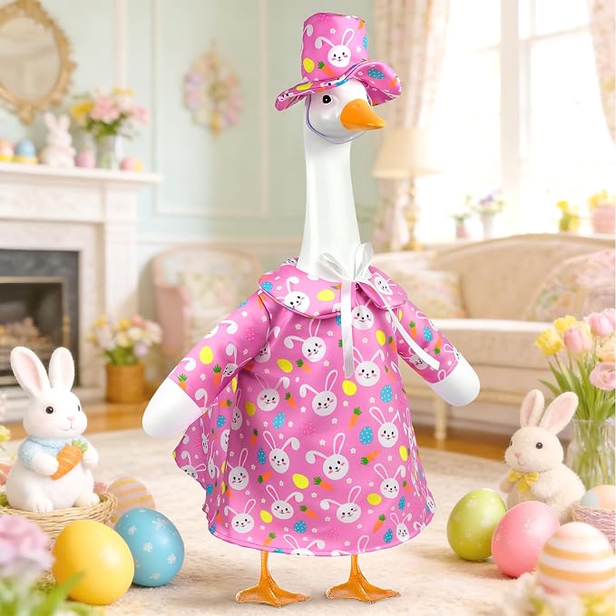 Easter Porch Goose Outfits,Cute Bunny Costume for 23" In Porch Goose | Porch Goose Outfit,Easter Rabbit Goose Clothes for Garden Porch Yard Lawn Patio Decor
