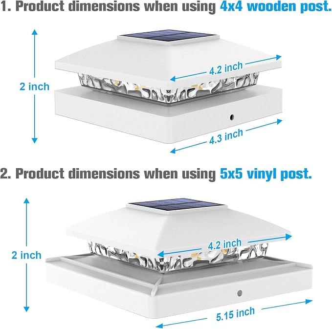 VOLISUN 4x4 Solar Cap Lights 16-Pack, Outdoor Waterproof for Wooden/Vinyl Posts, White Deck Lights Solar Powered, Warm White for Garden/Patio/Porch