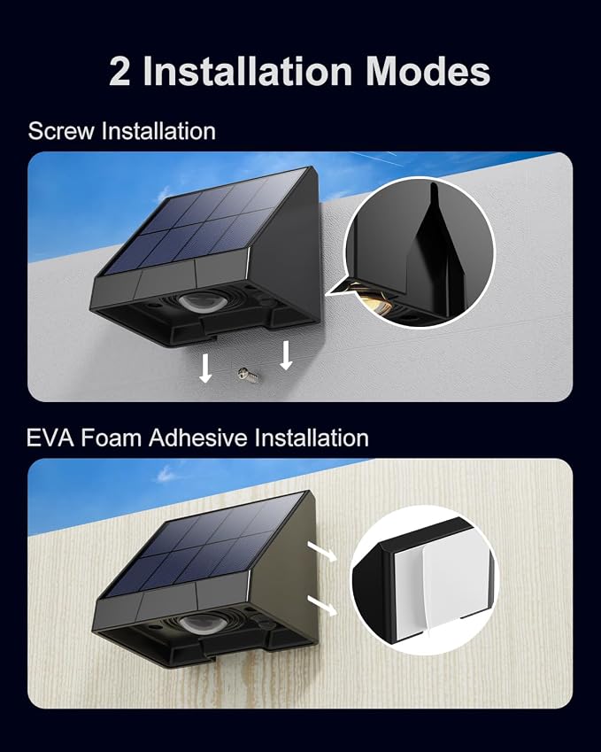 8 Pack Decorative Solar Powered Fence Lights Outdoor Waterproof with Warm White LED Spot Lens, for Outside Wall, Deck, Patio, Yard, Rail, Garage, garden, Designed for Enhanced Security, Easy Install