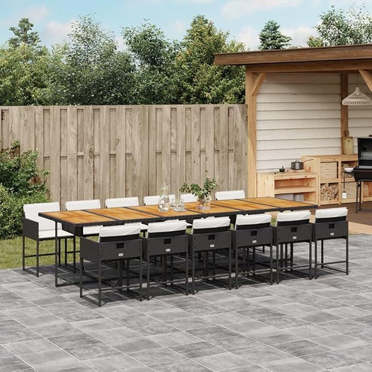 13 Piece Patio Dining Set, Foldable PE Rattan Garden Table and Chairs with Washable Cushions, Space Saving Cube Outdoor Furniture for Backyard, Balcony and Deck
