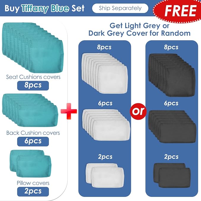 RADIATA 9 Piece Wicker Patio Furniture Set with Fire Pit, All-Weather Outdoor Sectional Couch High Back Large Size, Modular Backyard Seating Sofa Set with Propane/Natural Gas Firepit Table, Grey&Teal