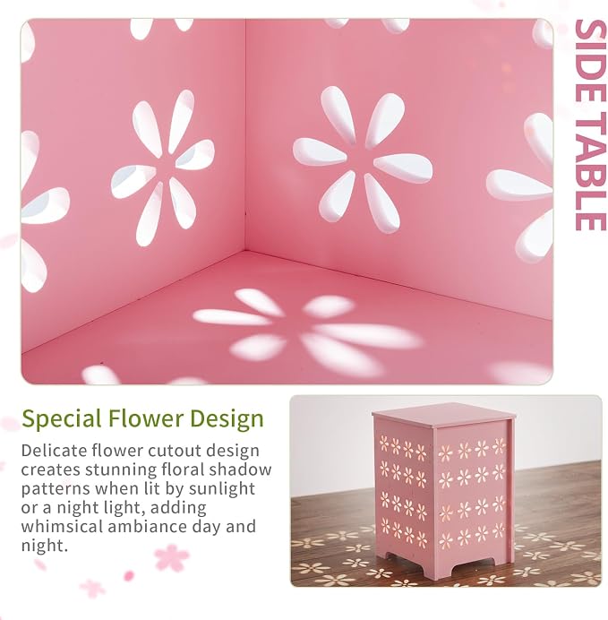 Outvita Side Table for Indoor & Outdoor, Square Modern Side Table with Storage Layer, Night Stand, Bedside Table, Tooless Assembly for Patio, Living Room, Bedroom