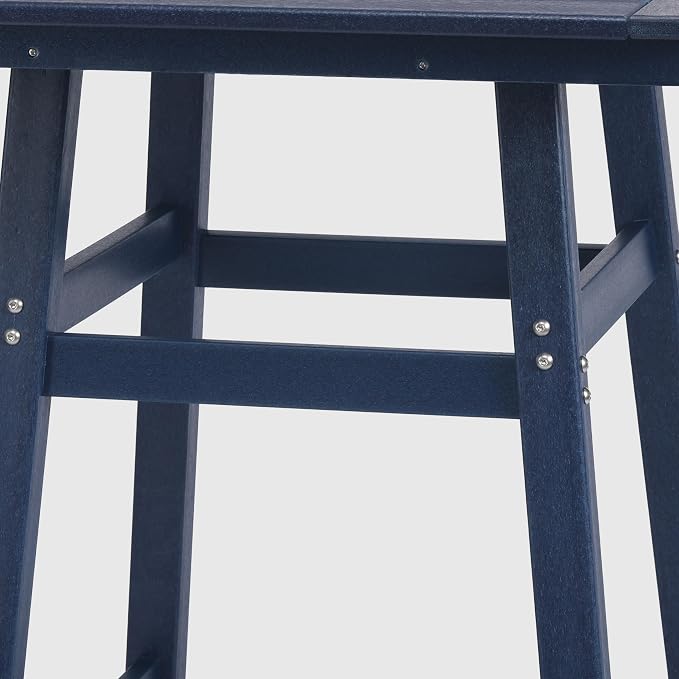 WestinTrends Malibu Square Outdoor Patio Bistro Bar Table with Umbrella Hole 42" Tall, Navy Blue