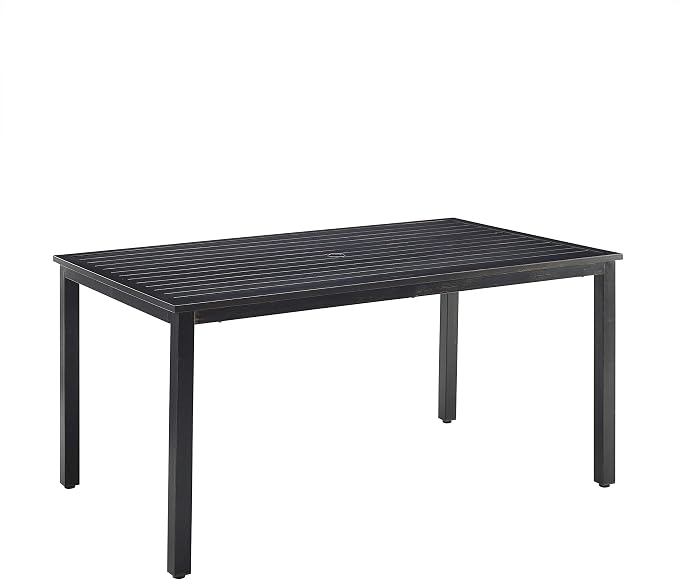 Crosley Furniture Kaplan 6-Person Rectangular Outdoor Dining Table with Umbrella Hole for Outside Patio, Oil-Rubbed Bronze