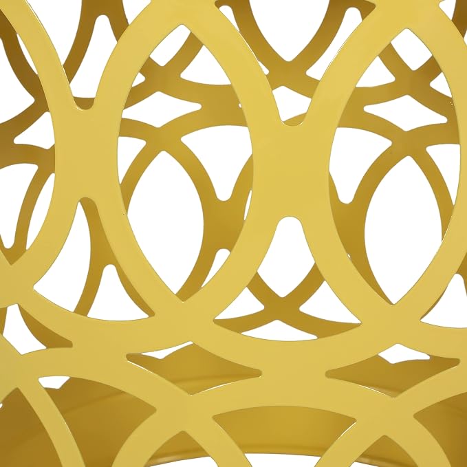 Outdoor Round Metal End Table Cut Out Design, Metal Round Patio Table Garden Stool Side Tables for Indoor Outdoor (Yellow)