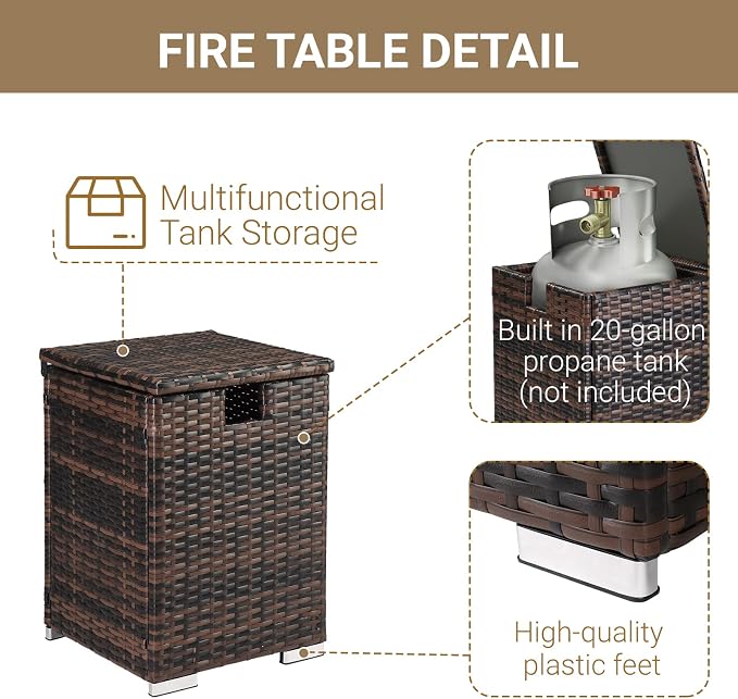 Zimtown 61L Outdoor Rattan Side Table with Gas Bottle Storage - Wicker Patio Garden Furniture for Outdoor Use,for Backyard or Patio