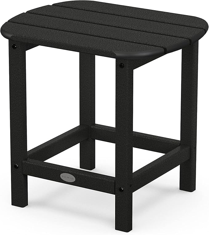 POLYWOOD GNB48BL Vineyard 48" Bench, Black & SBT18BL South Beach 18" Outdoor Side Table, Black