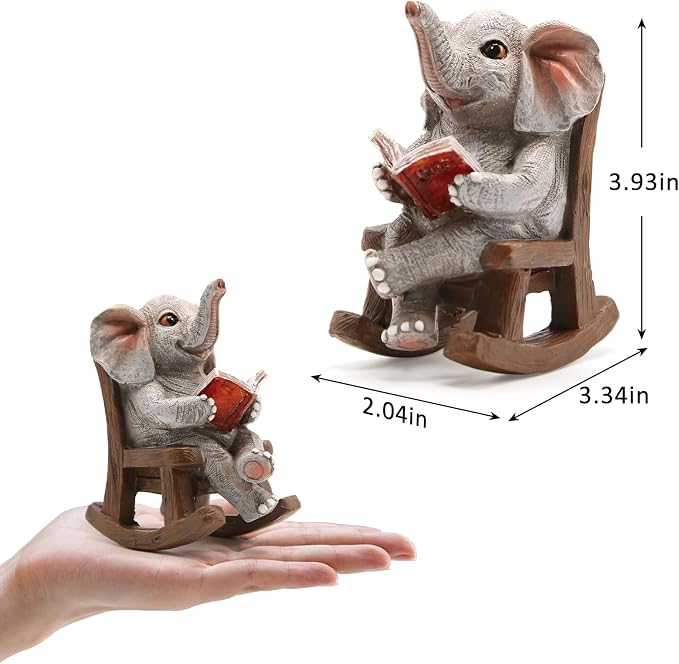 FOXMIS Garden Statues Elephant Outdoor Decor Lights, Lucky Miniature Elephant Statue Solar Garden Decor for Patio,Porch,Home Yard Decor Elephant Gifts for Mom,Women, 2.04"x3.34"x3.93"